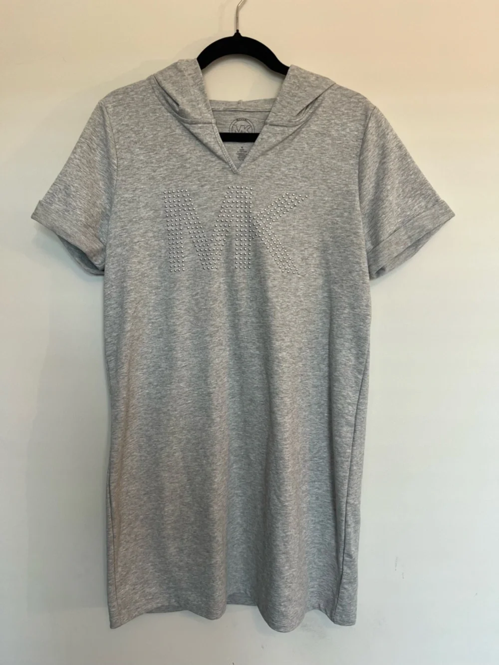 MICHAEL KORS Studded Logo Cotton Blend Hoodie Dress‎ Size M